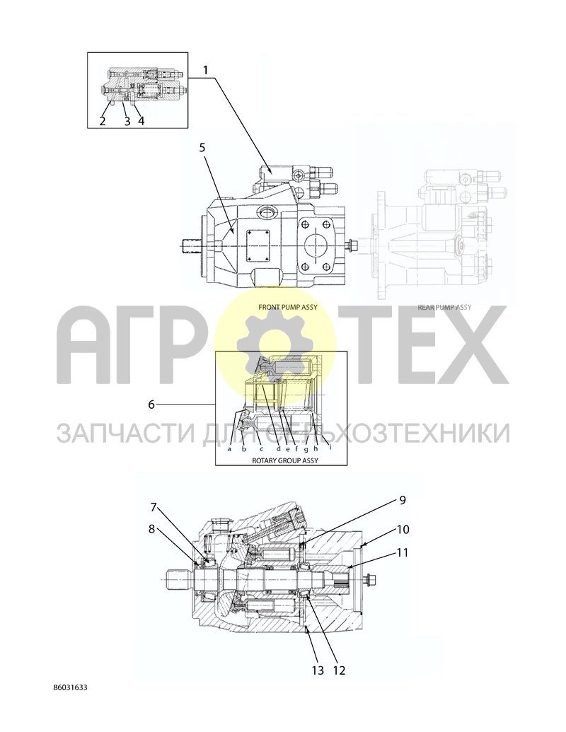 Чертеж Насос тандема Бош передний (6HTH10)